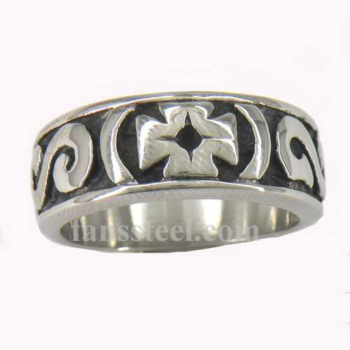 FSR11W09 tribal flower cross band Ring - Click Image to Close